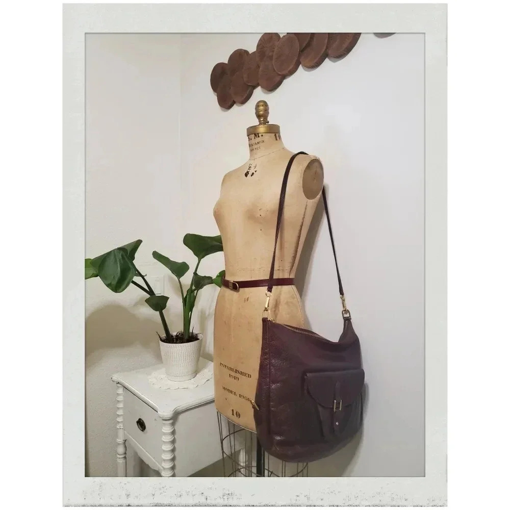 Laura Merkin Vintage Burgundy Oxblood Leather Convertible Messenger Backpack